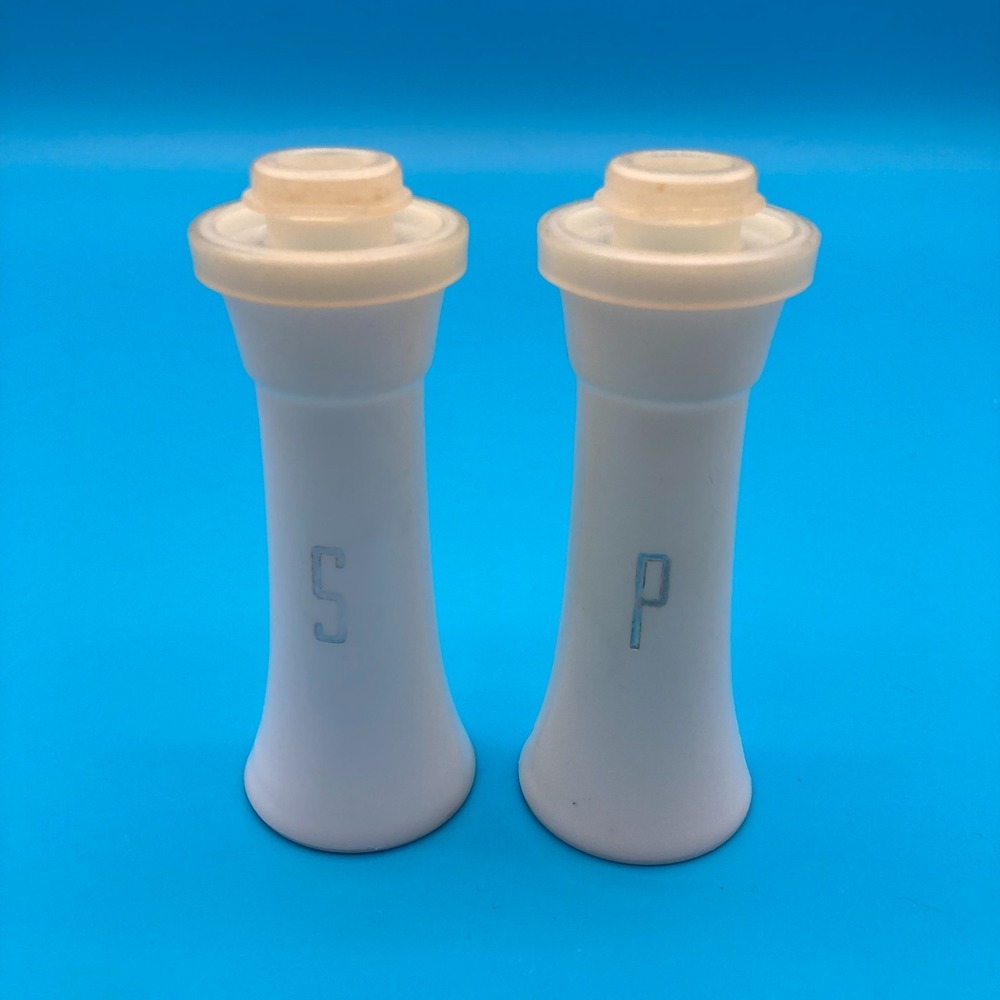 Vintage Tupperware Hourglass Mini Salt and Pepper Shakers Set 831 White